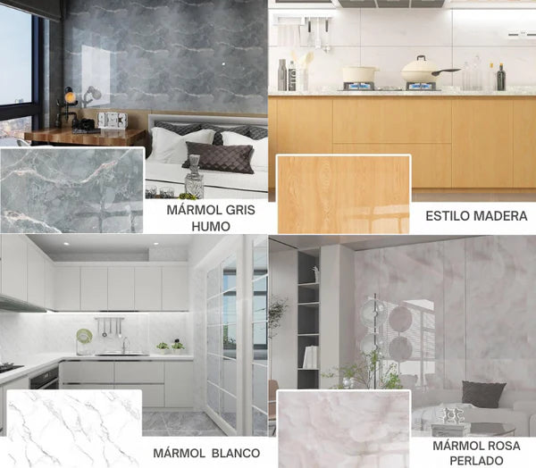Papel Adhesivo Decorativo para Pared 3m x 60cm – Marmolado y Madera