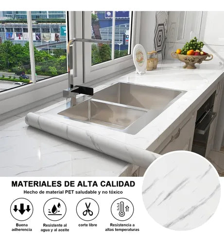 Papel Adhesivo Decorativo para Pared 3m x 60cm – Marmolado y Madera